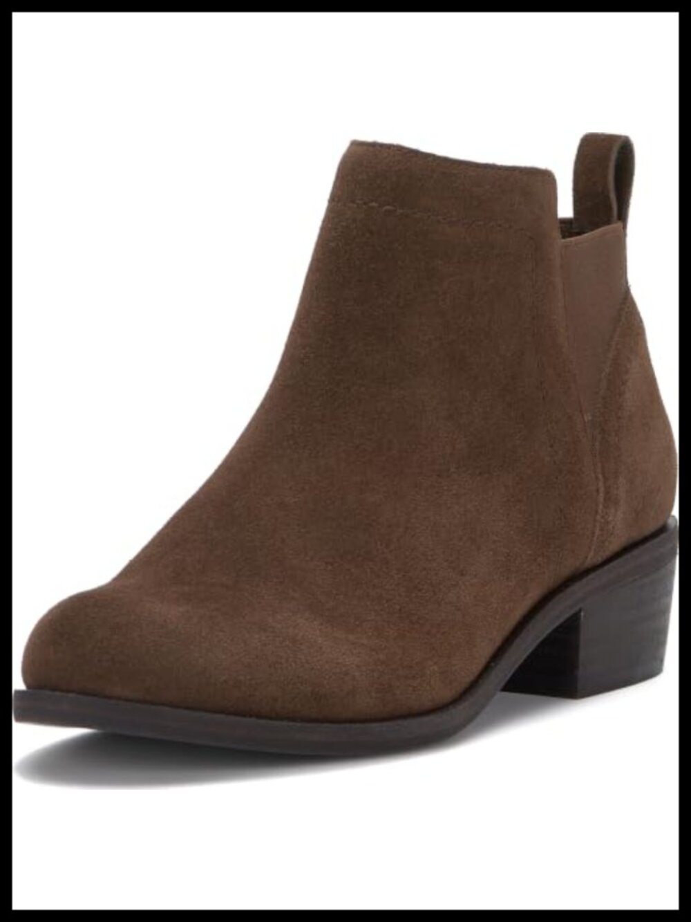 Faux Leather Pull-On Ankle Bootie with Low Heel and Cushioned Footbed